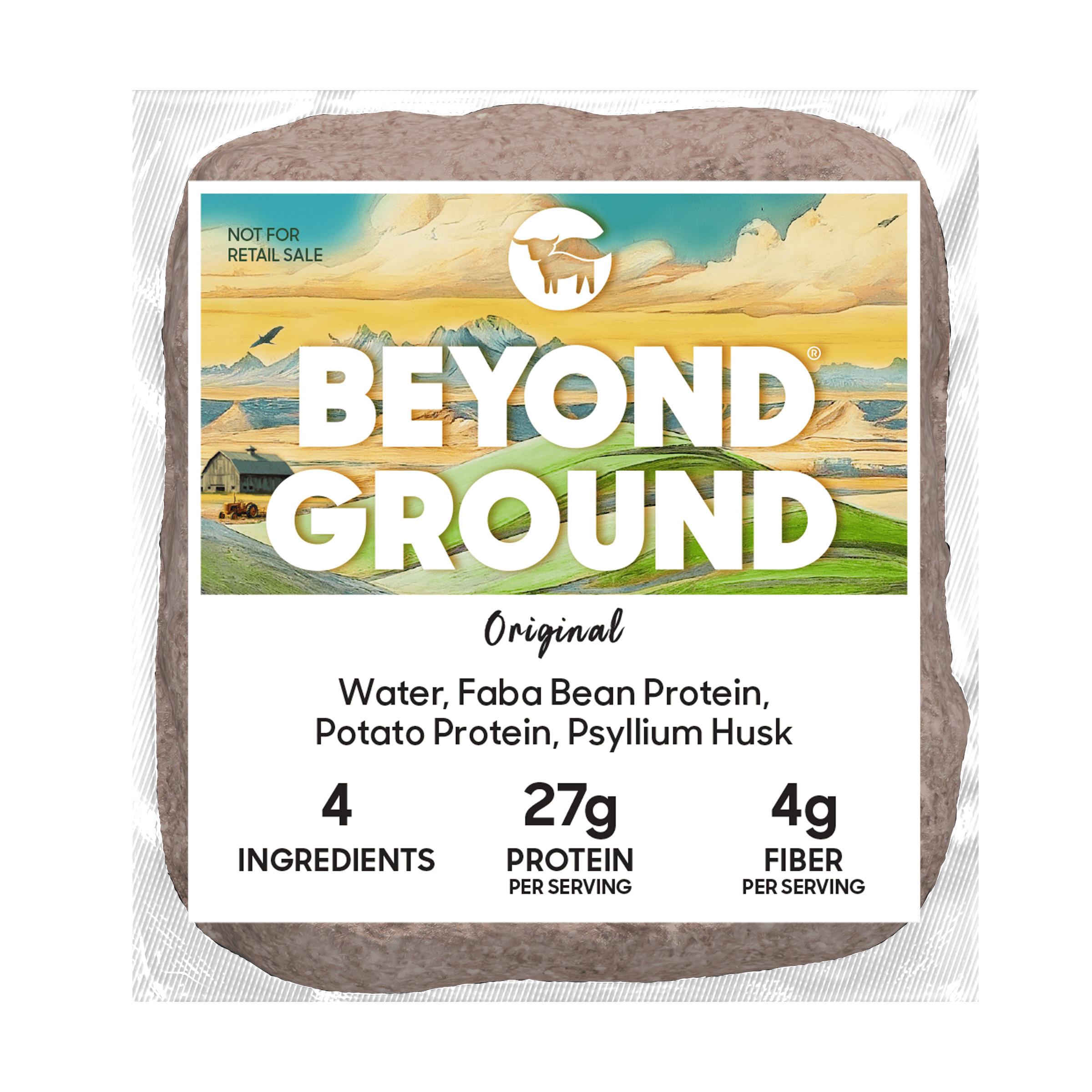 A package of brown food labeled “Beyond Ground.”