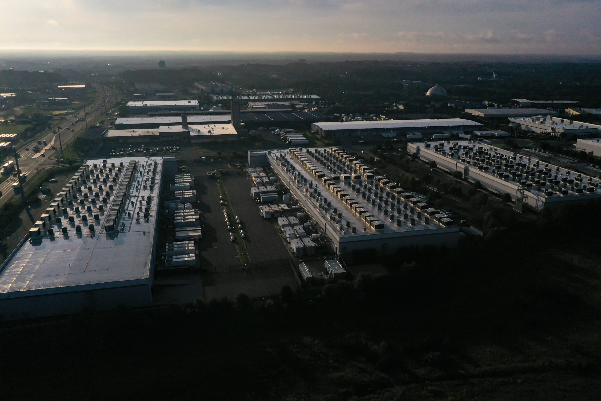 Aerial view of a data center.